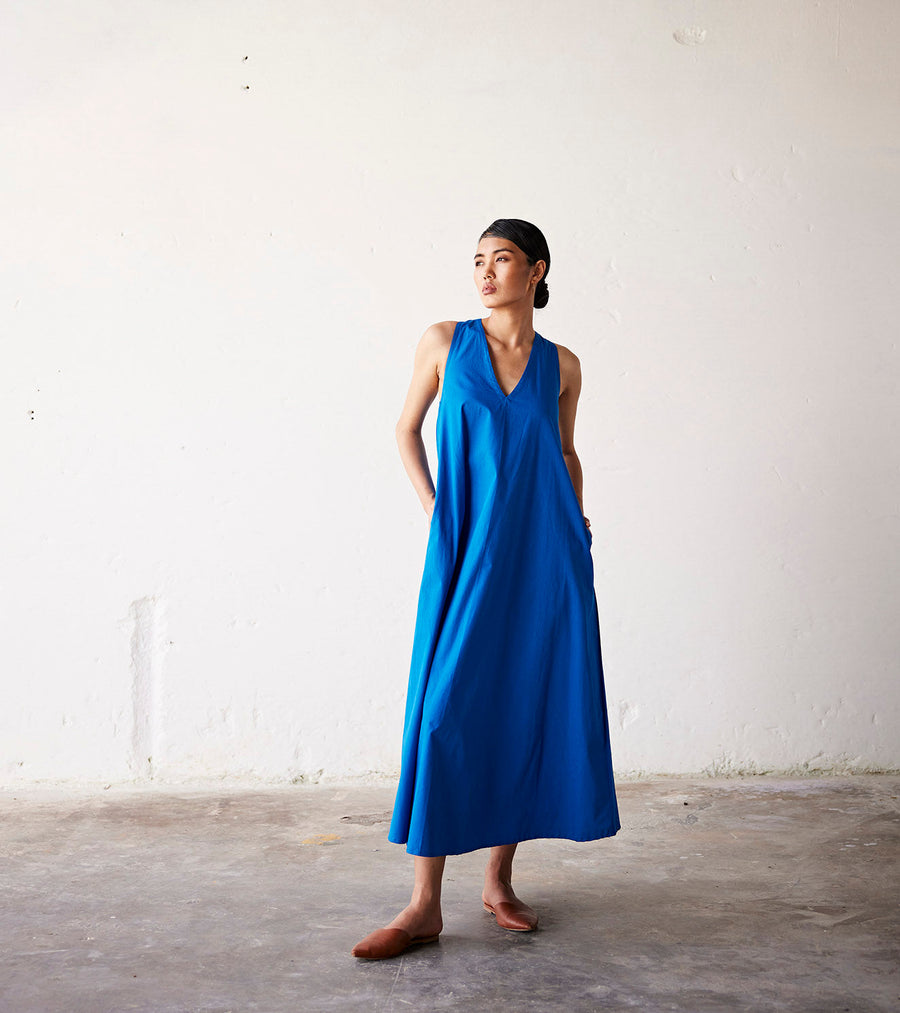 A Model Wearing Blue Pure Cotton Clear Skies, curated by Only Ethikal