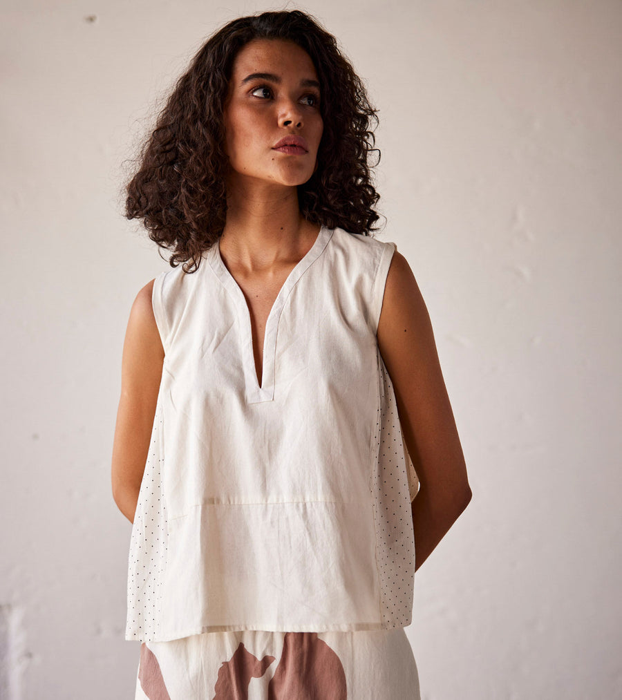 A Model Wearing White Pure Cotton Ivory Bloom, curated by Only Ethikal
