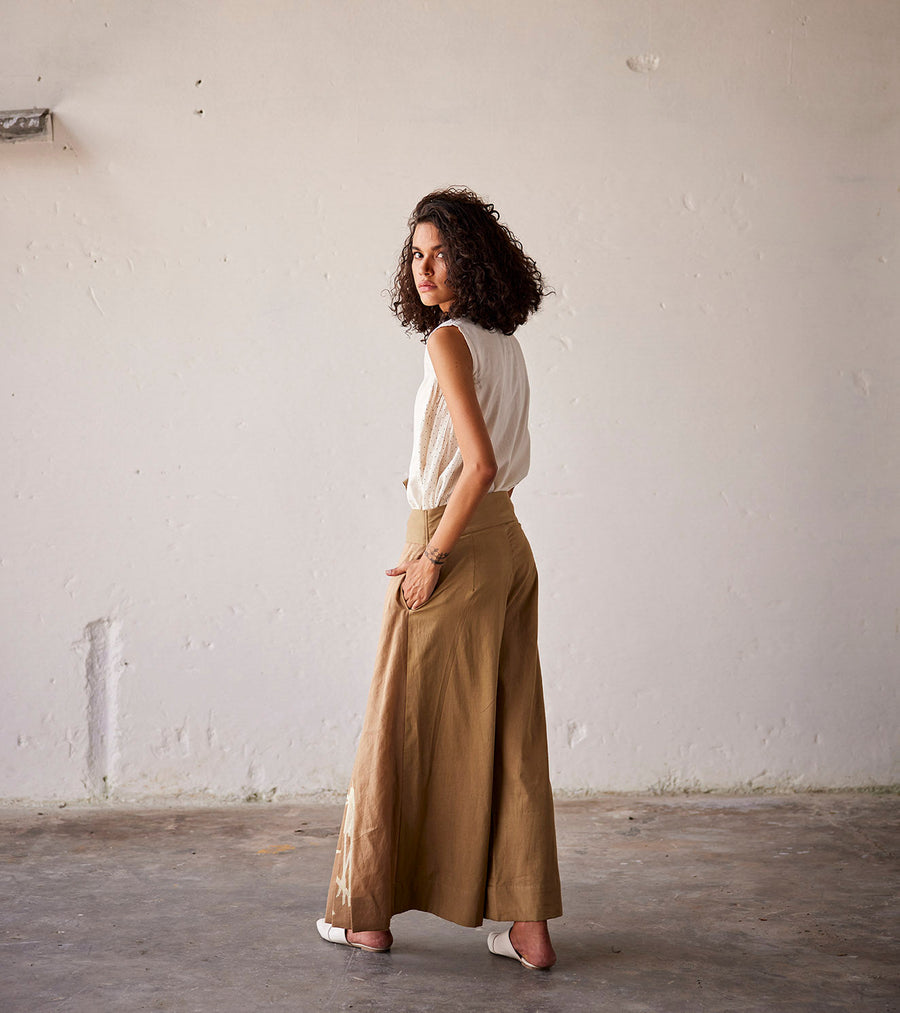 A Model Wearing Beige Pure Cotton Sun Baked, curated by Only Ethikal
