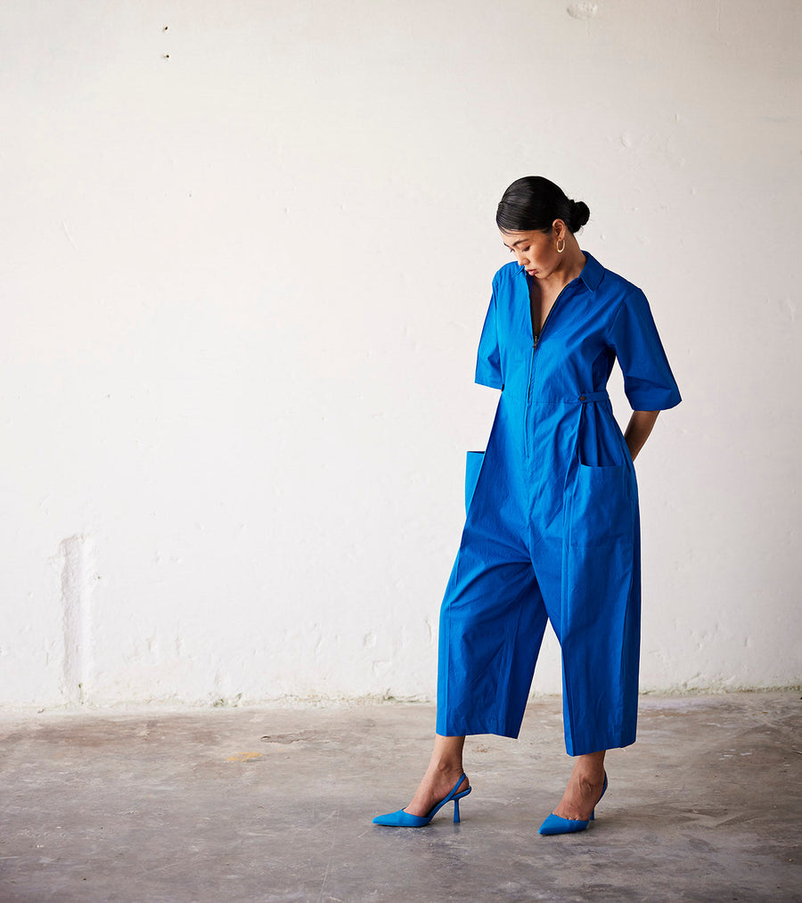 A Model Wearing Blue Pure Cotton Summer Nights, curated by Only Ethikal
