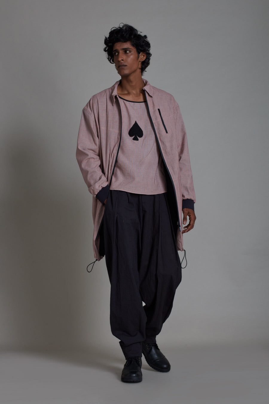 A Model Wearing Pink Pure Cotton Men's Black Jack-Ss Pink, curated by Only Ethikal