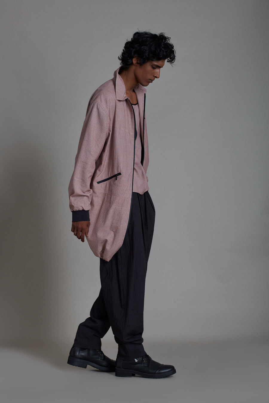 A Model Wearing Pink Pure Cotton Men's Black Jack-Ss Pink, curated by Only Ethikal