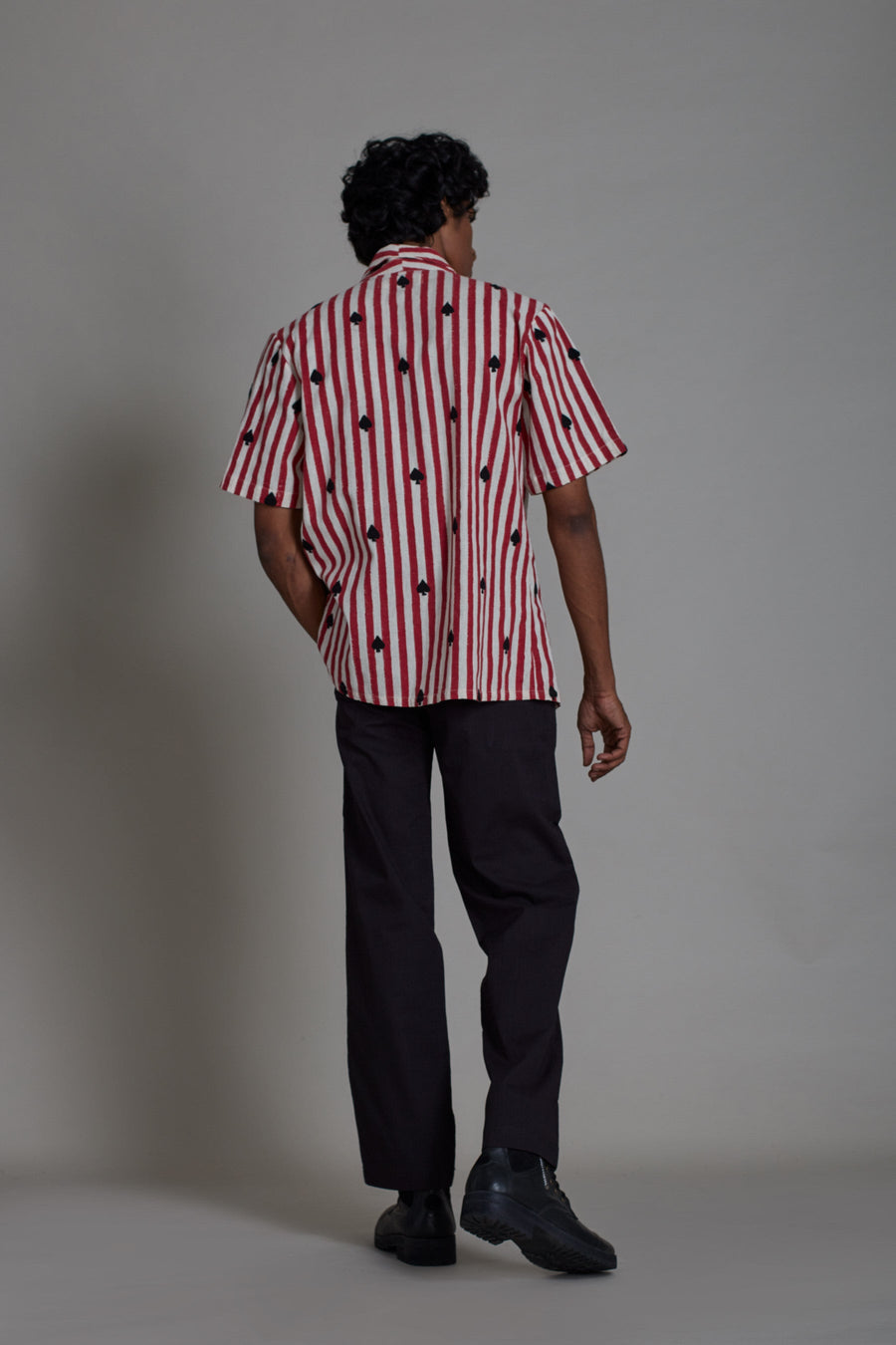 A Model Wearing White Pure Cotton Men's Bluff Set Red Stripe, curated by Only Ethikal