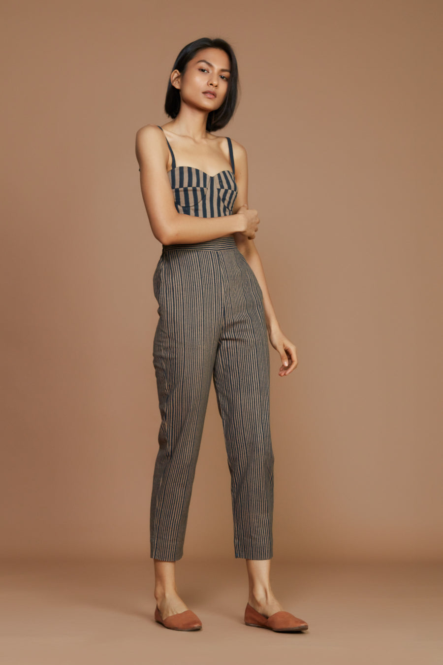Brown With Charcoal Striped Se Pants