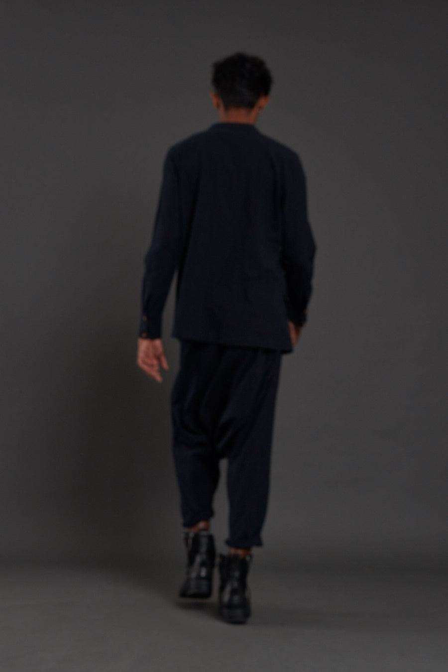 A Model Wearing Blue Pure Cotton Navy Blue Pocket Dc Set, curated by Only Ethikal