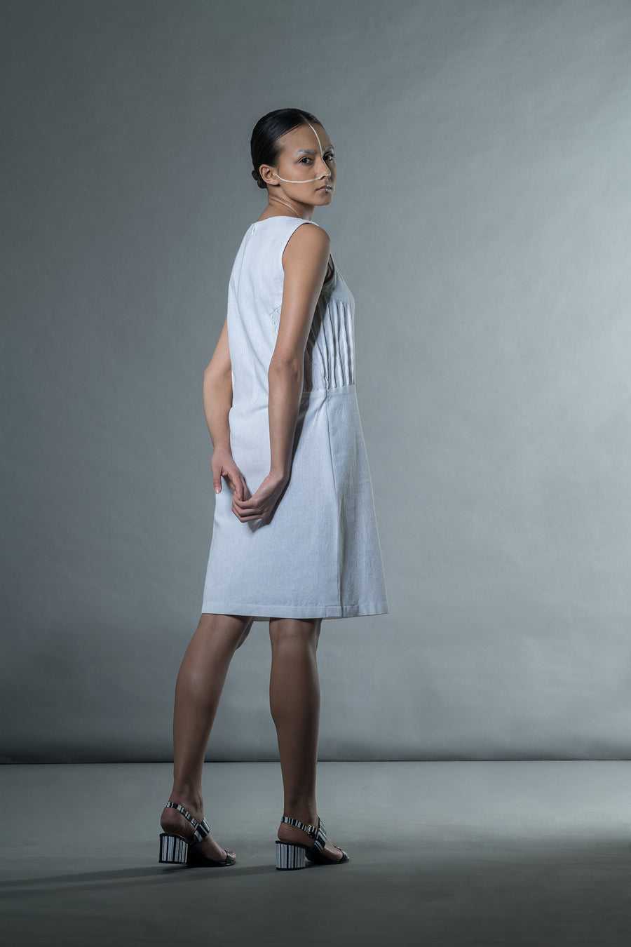 White shift dress with bubble tucks - onlyethikal