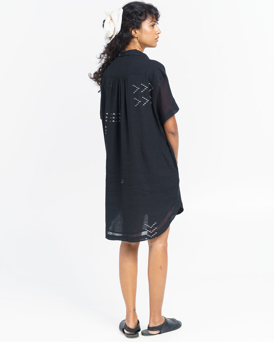 A Model Wearing Black Handwoven Cotton Relaxed-Fit Shirt Tunic, curated by Only Ethikal