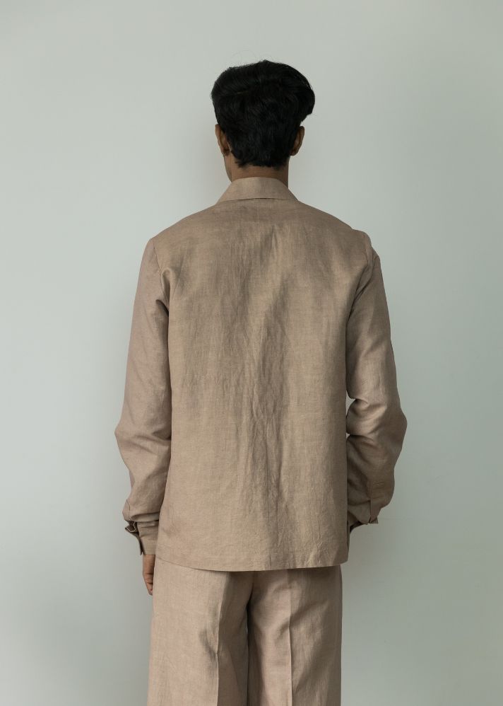 A Model Wearing Brown Hemp Regular-Fit Tailored Shirt, curated by Only Ethikal