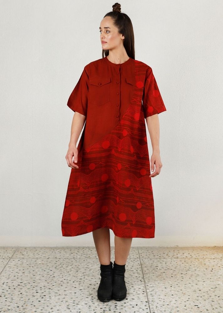 Fluid Red Pocket Dress - onlyethikal