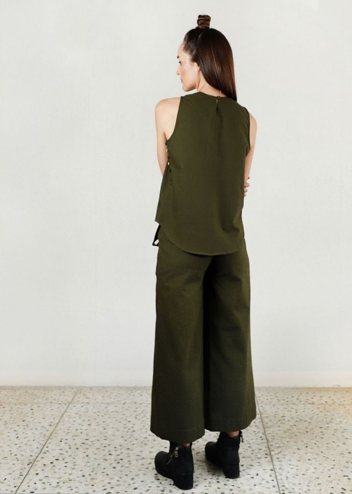 Solid Moon Olive Co-Ord 2 piece set - onlyethikal