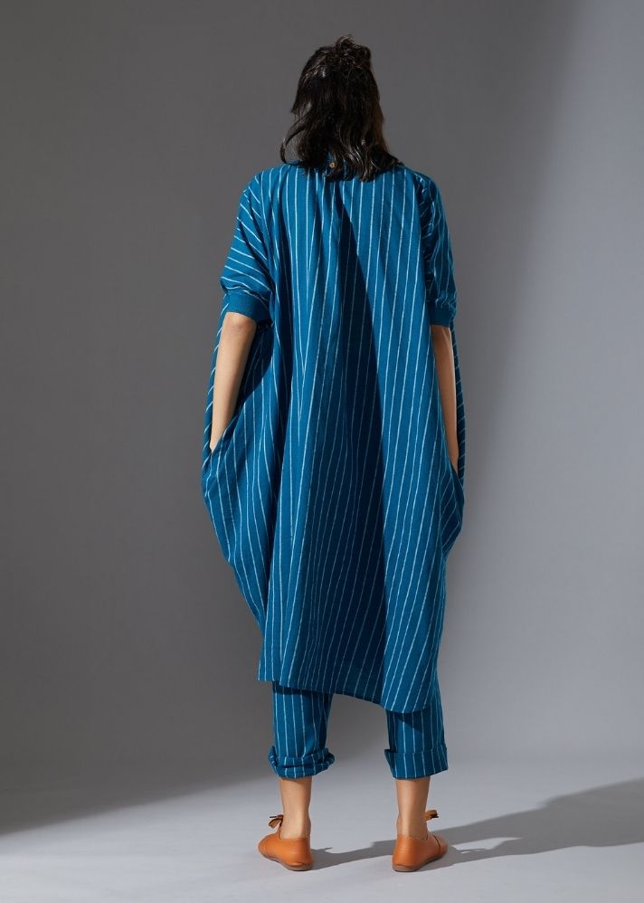 Cotton Cowl Dress-blue - onlyethikal
