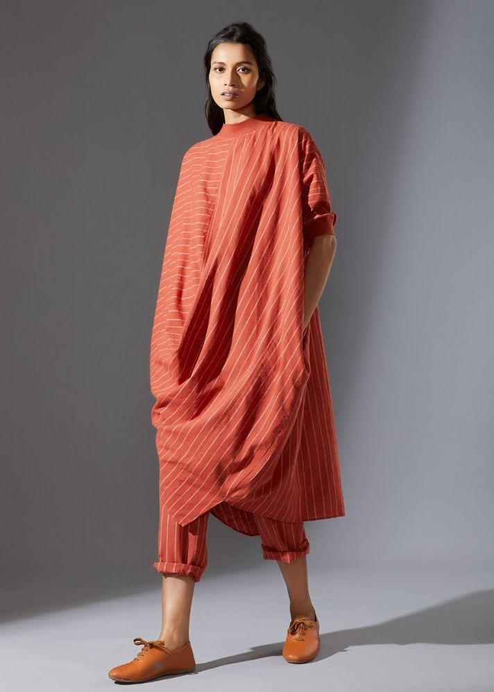 Cotton Cowl Dress-Rust - onlyethikal