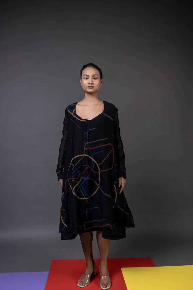 A Model Wearing Black Handwoven Cotton Bedok, curated by Only Ethikal