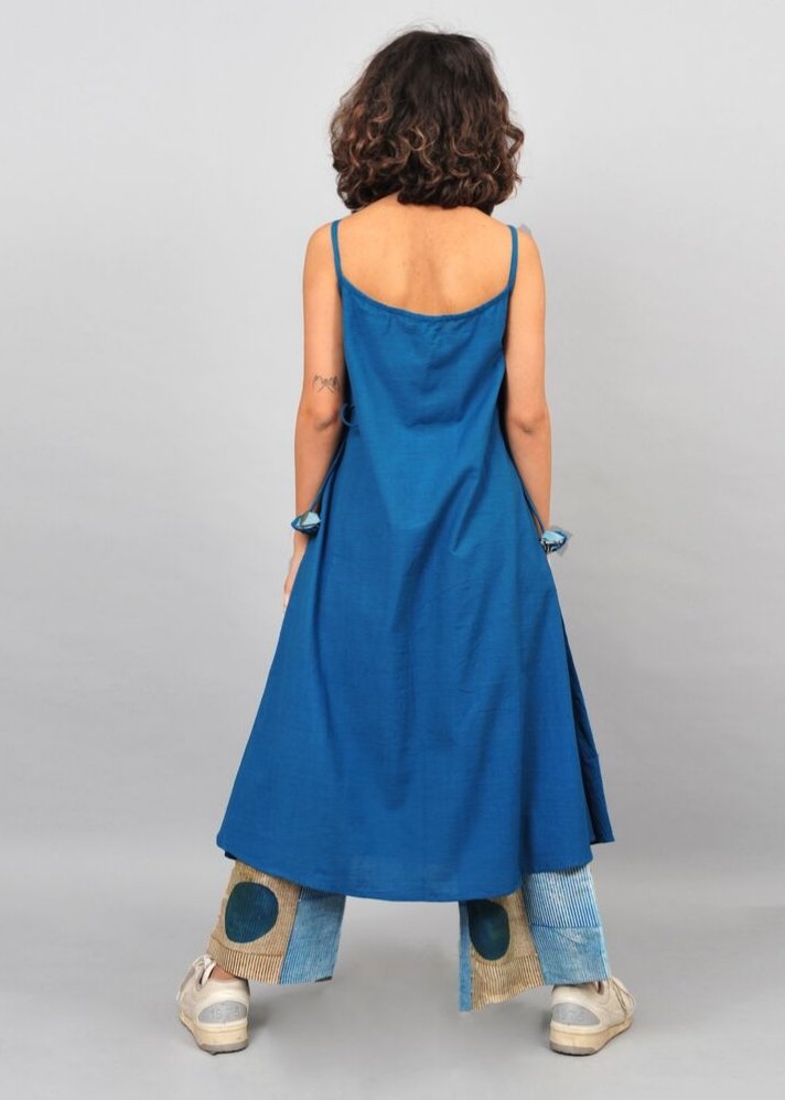 young woman wearing Blue Strap dress curated by onlyethikal