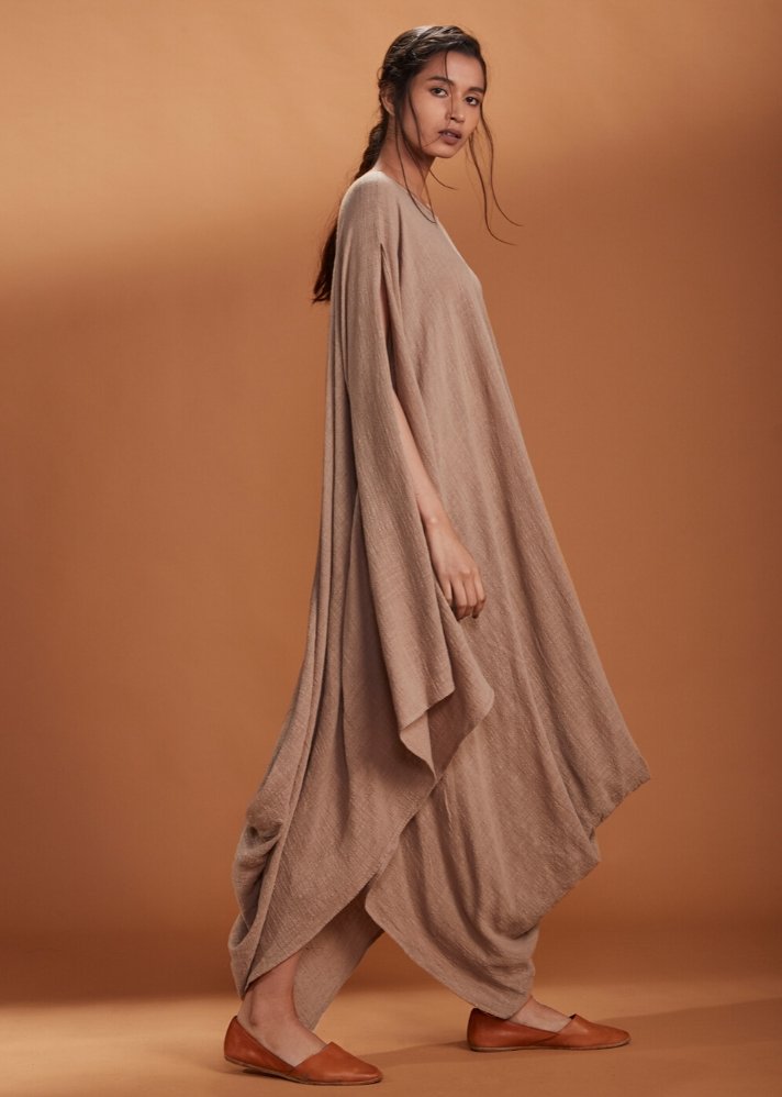Cowl dress Kaftan style - Brown - onlyethikal