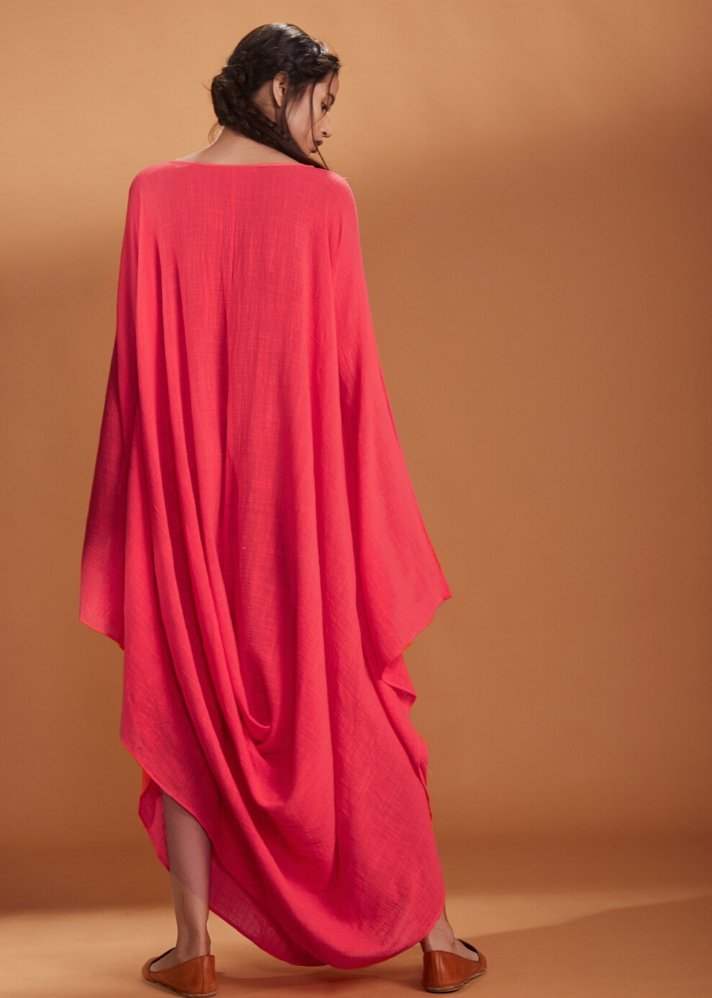 Cowl dress Kaftan style - Coral - onlyethikal