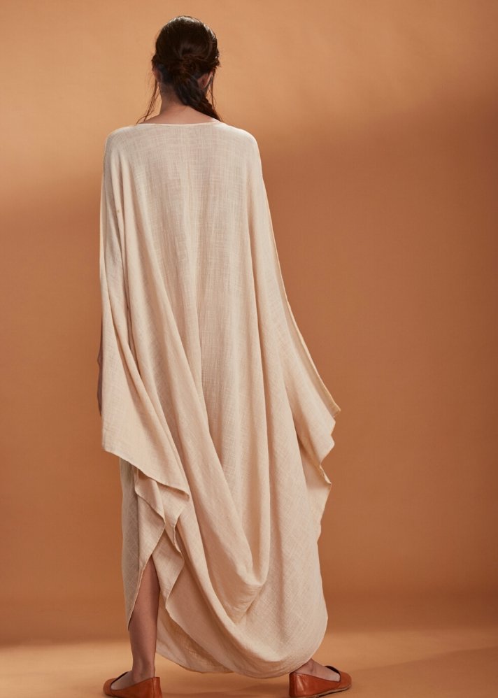 Cowl dress Kaftan style - Ivory - onlyethikal