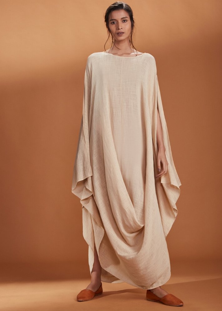 Cowl dress Kaftan style - Ivory - onlyethikal