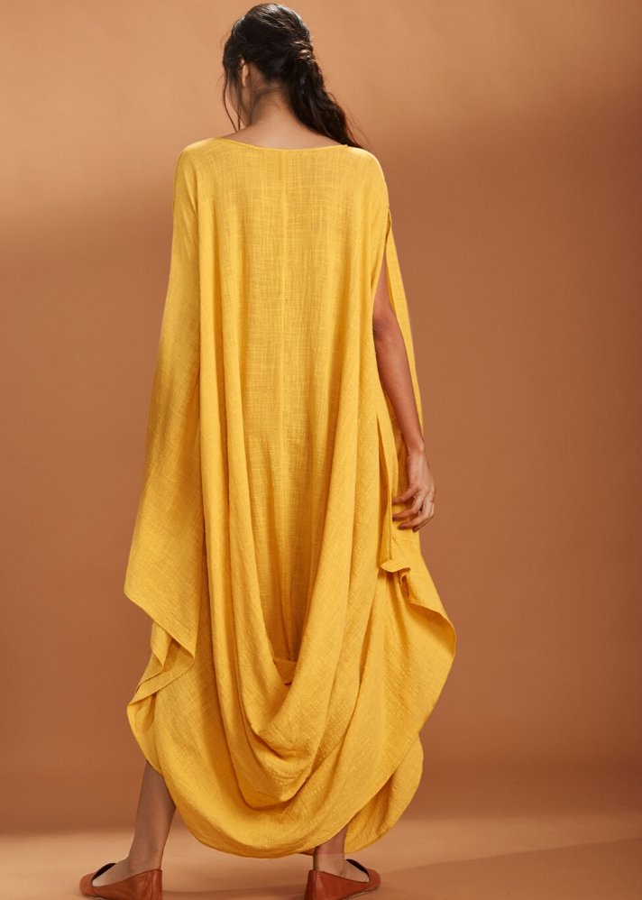 Cowl dress Kaftan style - Yellow - onlyethikal