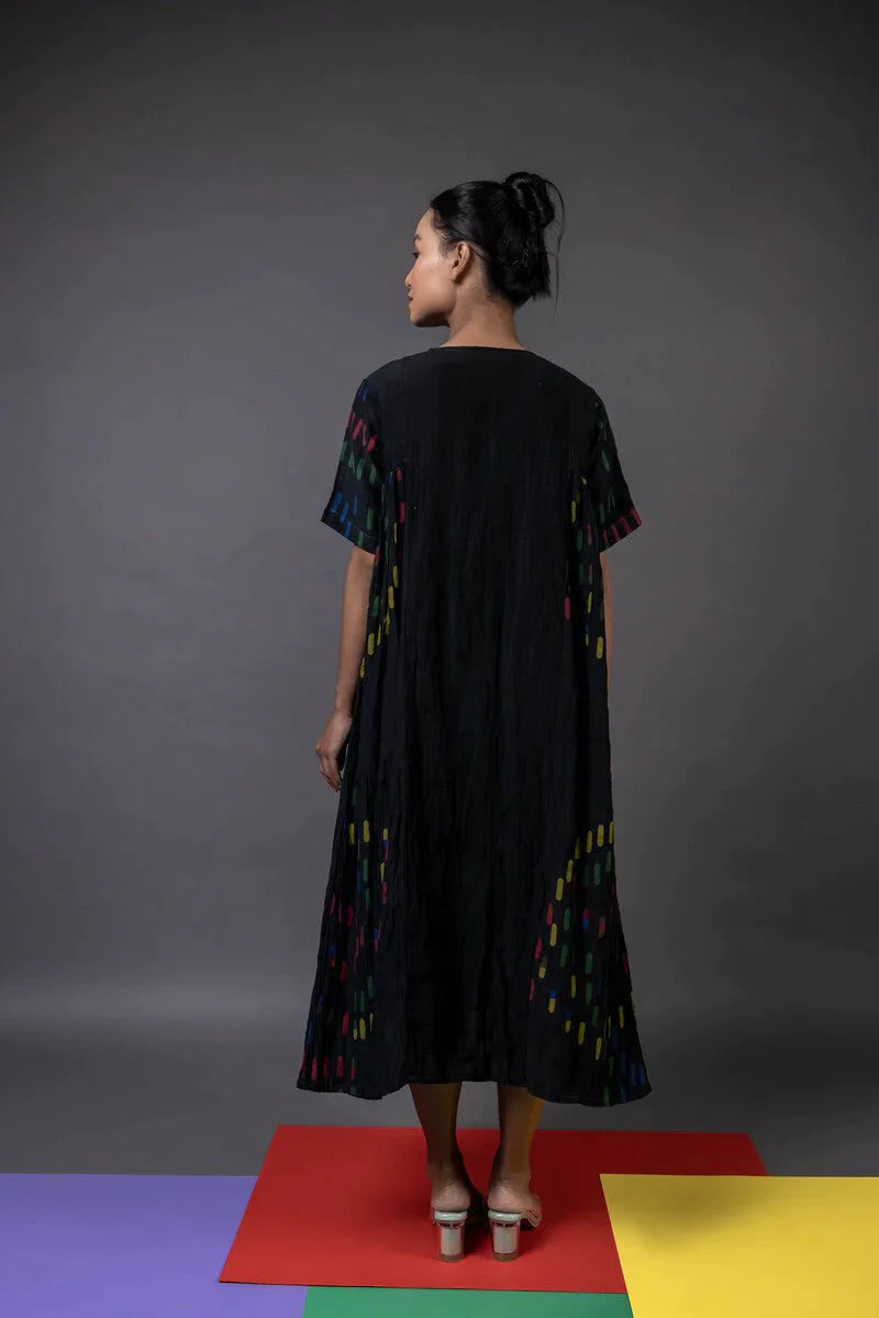A Model Wearing Black Handwoven Cotton Dhoby Ghaut, curated by Only Ethikal