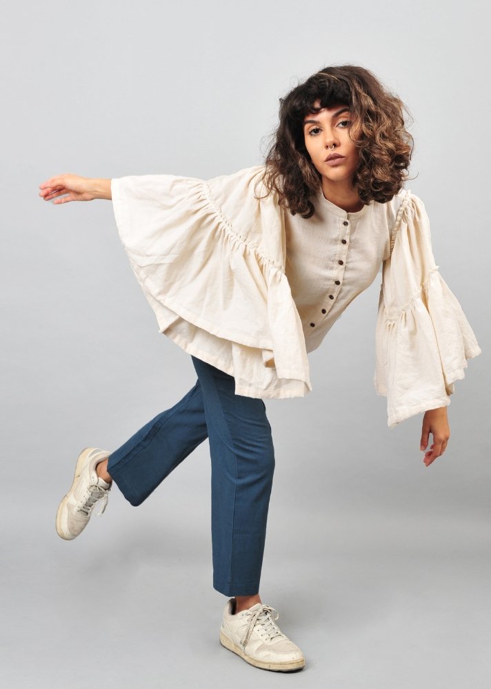 young woman wearing Flare sleeves top curated by onlyethikal