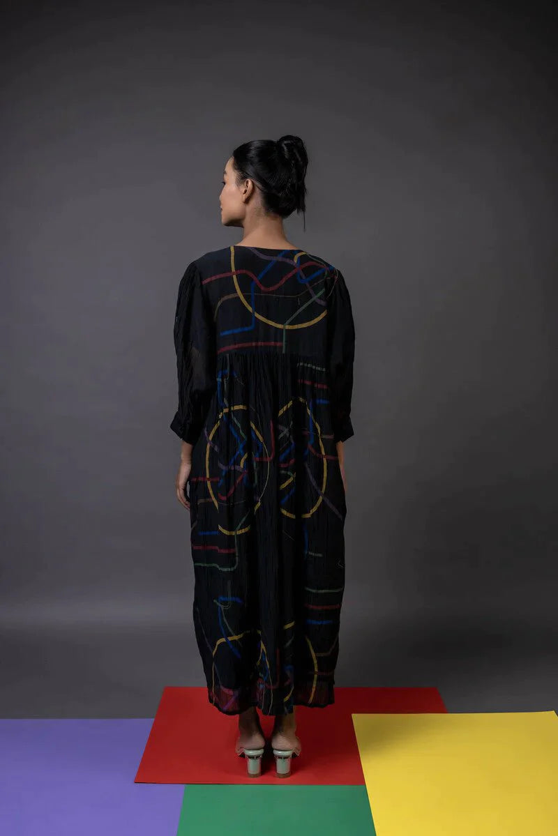 A Model Wearing Black Handwoven Cotton Haw Par Villa, curated by Only Ethikal
