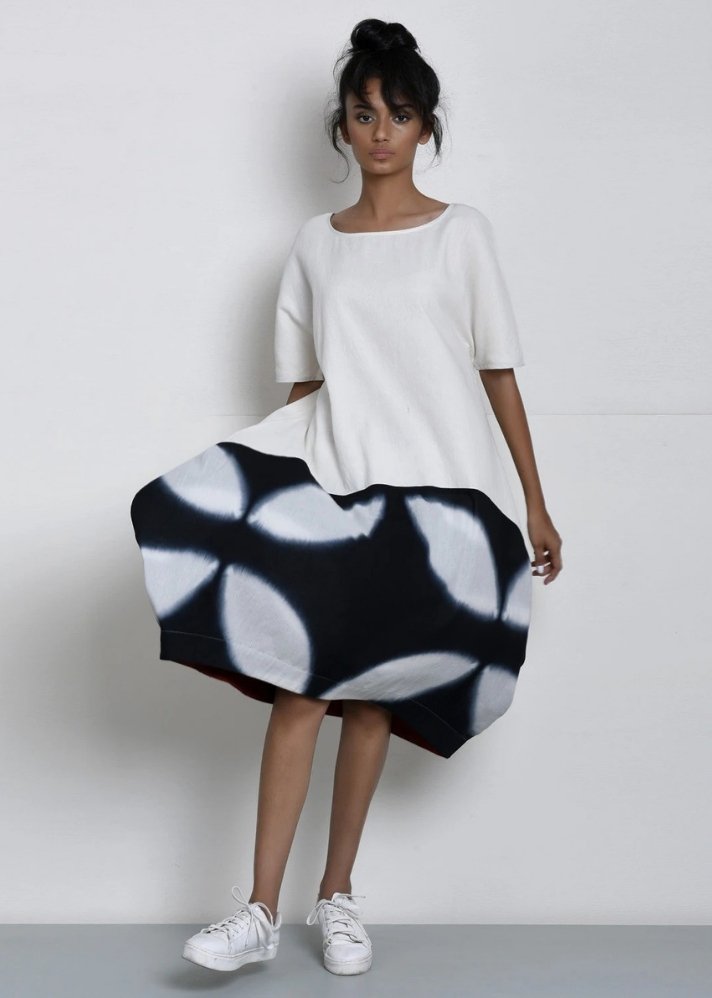 young woman in stylish It is Cloudy dress made of sustainable materials curated by - onlyethikal