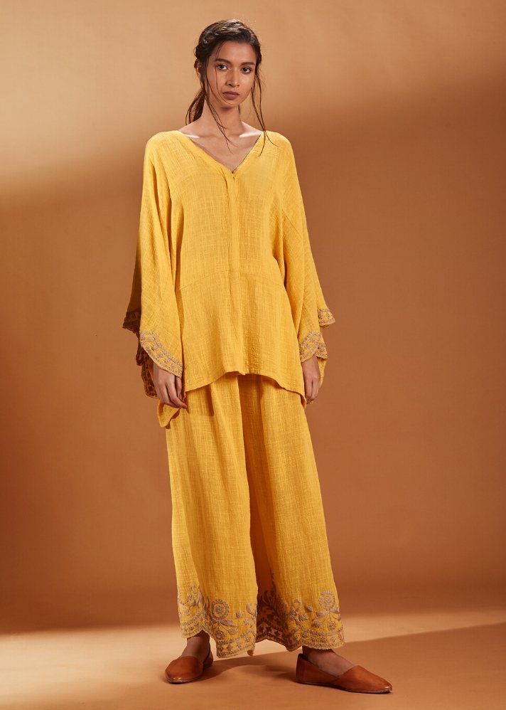 Kaftan top and pants set - Yellow - onlyethikal