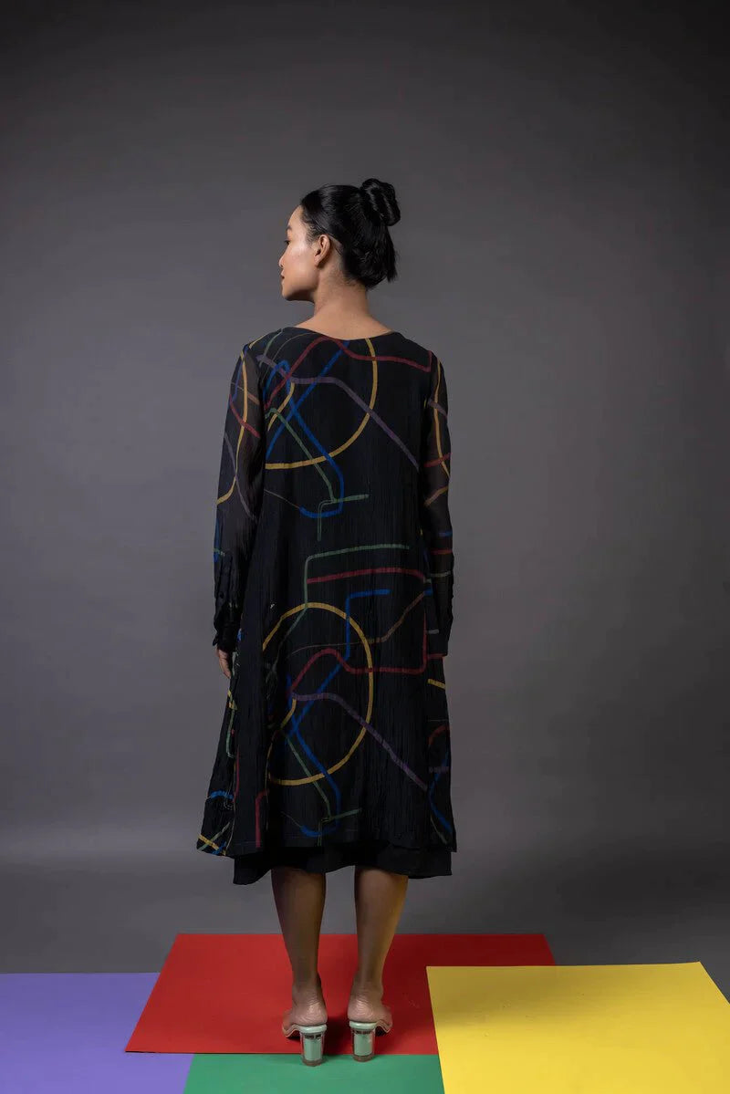 A Model Wearing Black Handwoven Cotton Kranji, curated by Only Ethikal