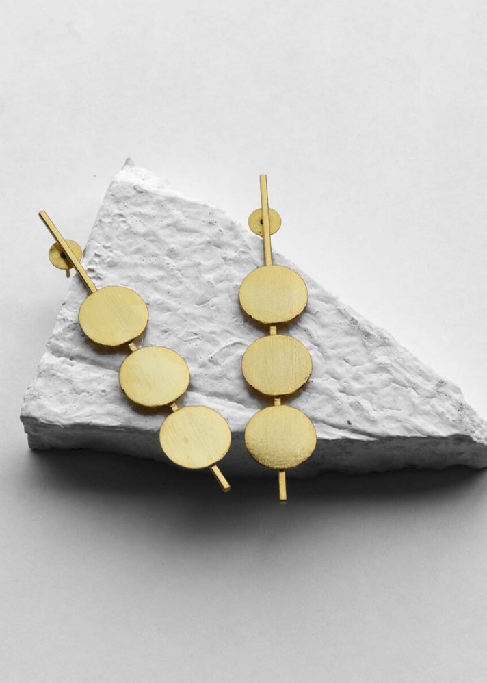  One two three Gold plated  earring curated by onlyethikal