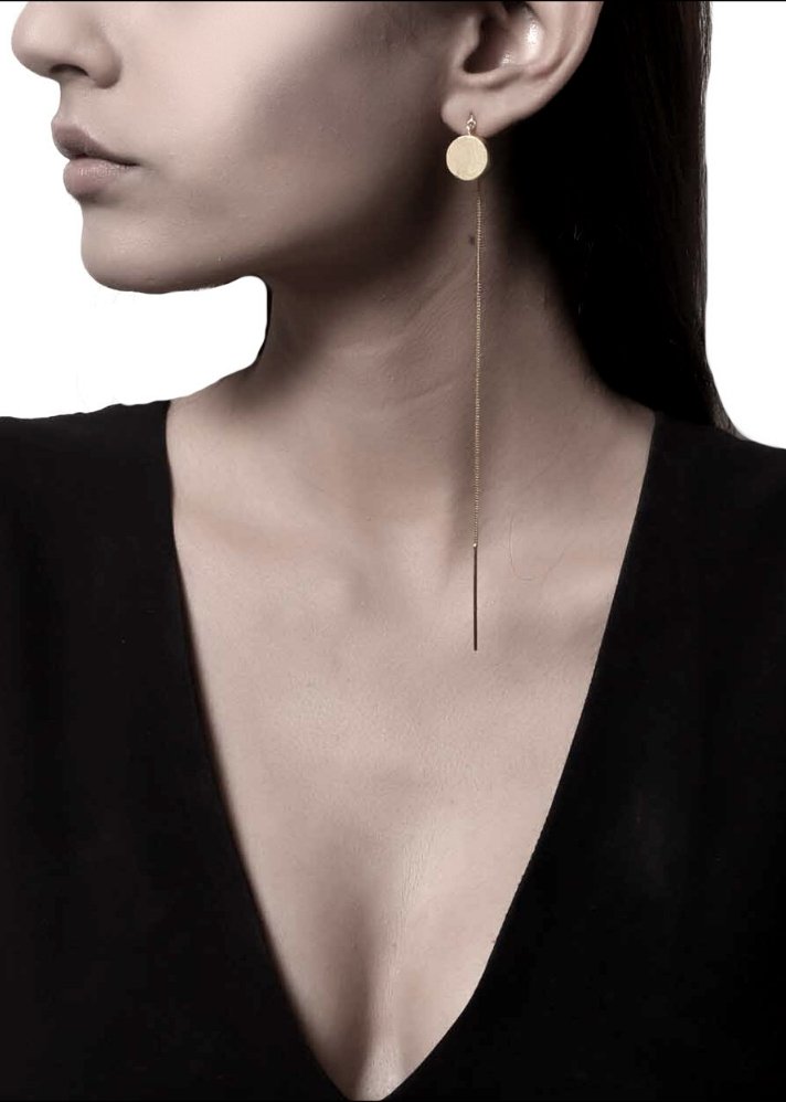 woman wearing stylish handmade shooting Moon Silver plated earring curated by  onlyethikal